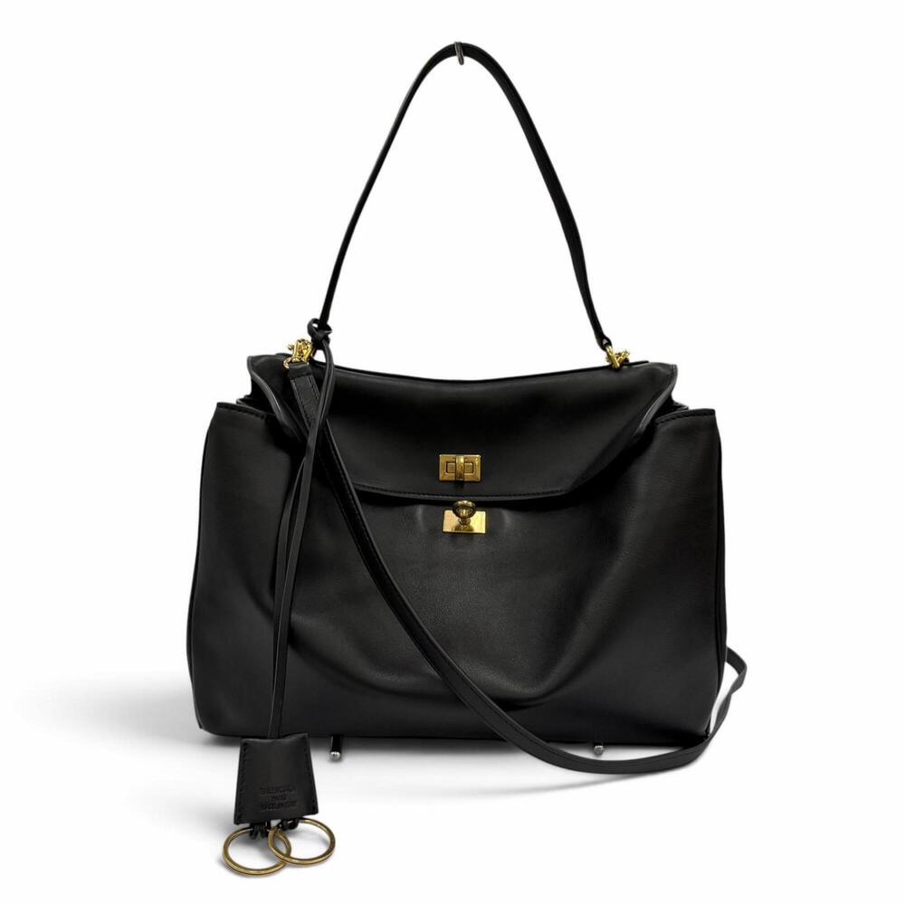 BALENCIAGA Rodeo Medium Smooth Calfskin 2-Way Shoulder Bag/Handbag, Black, Ma...